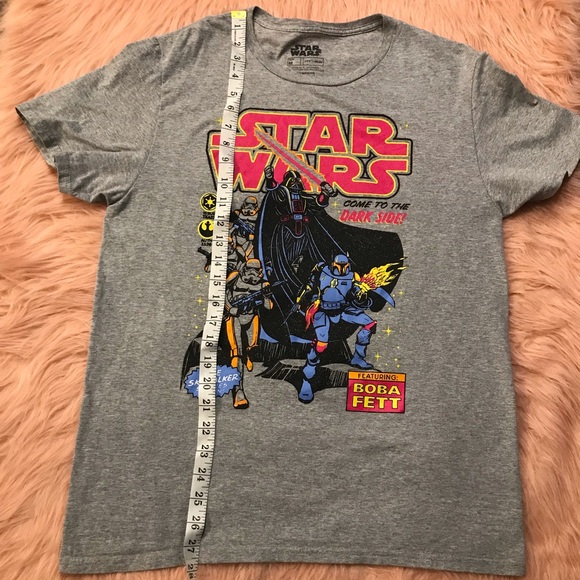 Star Wars Fifth Sun Darth Vader & Boba Fett Come to the Dark Side Grey Tee Shirt - Picture 5 of 5